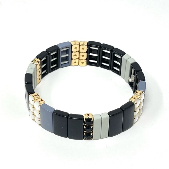 New Anthropologie Modern Stretch Bracelet Black - Picture 5 of 8